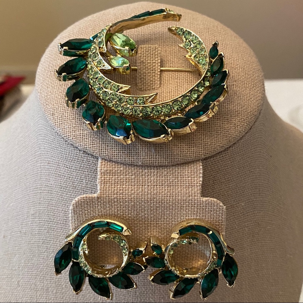 1940’s Mid Century Pell Bros. Brooch and Earring Set